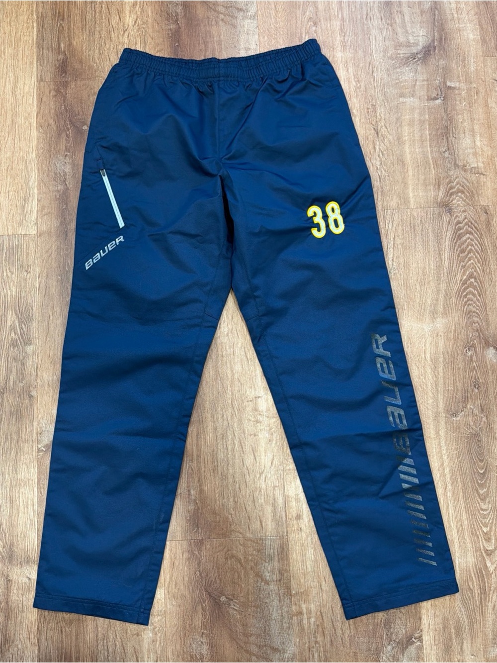 Bauer Track Pants Mens Medium Supreme Lightweight Navy Blue Zip Pockets Hockey
